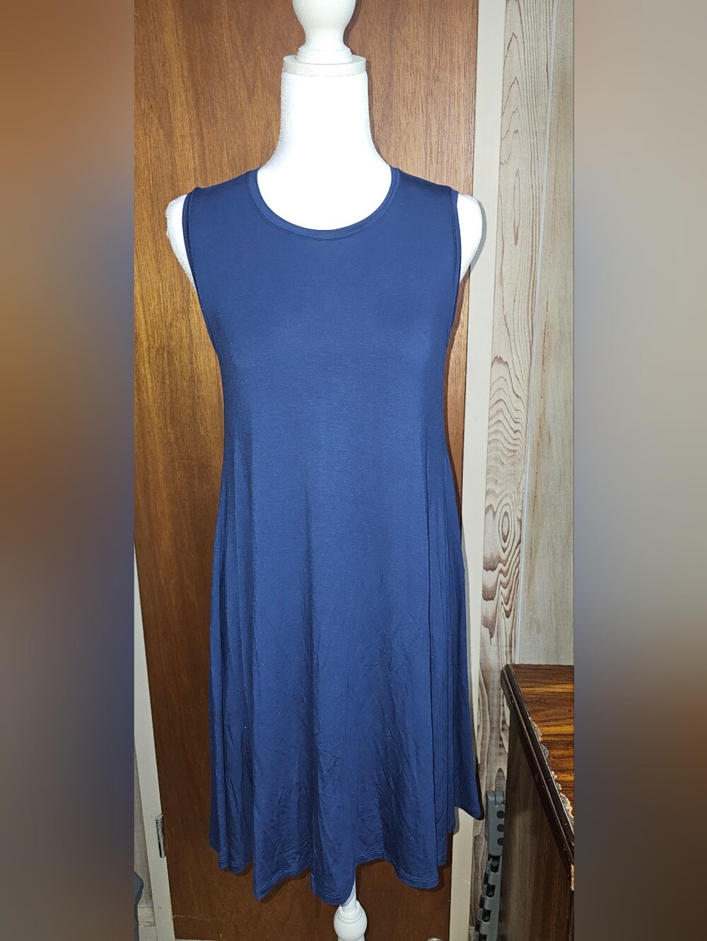 Style & Co. Sleeveless Royal Blue Midi Scoop Neck Swing Dress